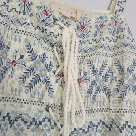 ANTHROPOLOGIE FOREVER THAT GIRL Boho Floral Lace Up Peplum Tank - Picture 7 of 14